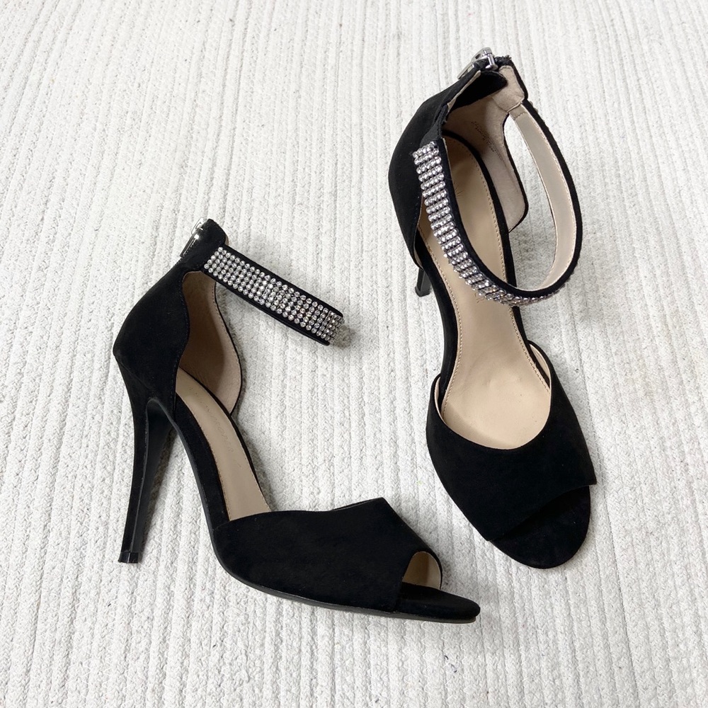 NEW Boston Proper Rabia Black Rhinestone Heels 8.5 - Picture 2 of 8